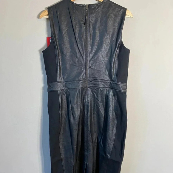 NWT Spanx Leather-Like Combo Fitted Sheath Dress Womens Medium Luxe Black 20393R - Picture 10 of 16
